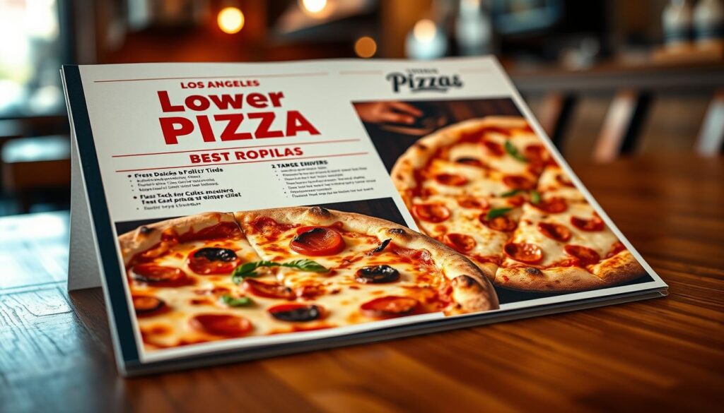 A crisp, high-quality image of a Los Angeles pizza delivery menu displayed on a wooden table, illuminated by warm, soft lighting. The menu features close-up, detailed depictions of the restaurant's most popular pizza offerings, showcasing their tantalizing toppings, gooey cheese, and perfectly charred crusts. The background is blurred, creating a focus on the menu and its mouthwatering dishes. The overall composition and styling convey a sense of authentic, local pizzeria ambiance, inviting the viewer to imagine the delicious flavors and experience of ordering from this beloved Los Angeles establishment. A crisp, high-quality image of a Los Angeles pizza delivery menu displayed on a wooden table, illuminated by warm, soft lighting. The menu features close-up, detailed depictions of the restaurant's most popular pizza offerings, showcasing their tantalizing toppings, gooey cheese, and perfectly charred crusts. The background is blurred, creating a focus on the menu and its mouthwatering dishes. The overall composition and styling convey a sense of authentic, local pizzeria ambiance, inviting the viewer to imagine the delicious flavors and experience of ordering from this beloved Los Angeles establishment.