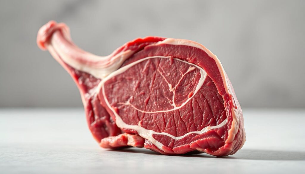 A high-quality, close-up photograph of a fresh, uncooked tri-tip beef cut, showcasing its distinctive triangular shape and rich marbling. The cut is positioned prominently in the frame, illuminated by soft, natural lighting that accentuates its tender texture and deep red hue. The background is blurred, creating a minimalist, studio-like setting that allows the tri-tip to be the sole focus. The lighting is carefully angled to create depth and dimension, highlighting the intricate muscle fibers and the perfect balance of lean and fat. The overall composition conveys the premium quality and culinary potential of this iconic Santa Maria-style beef cut. A high-quality, close-up photograph of a fresh, uncooked tri-tip beef cut, showcasing its distinctive triangular shape and rich marbling. The cut is positioned prominently in the frame, illuminated by soft, natural lighting that accentuates its tender texture and deep red hue. The background is blurred, creating a minimalist, studio-like setting that allows the tri-tip to be the sole focus. The lighting is carefully angled to create depth and dimension, highlighting the intricate muscle fibers and the perfect balance of lean and fat. The overall composition conveys the premium quality and culinary potential of this iconic Santa Maria-style beef cut.