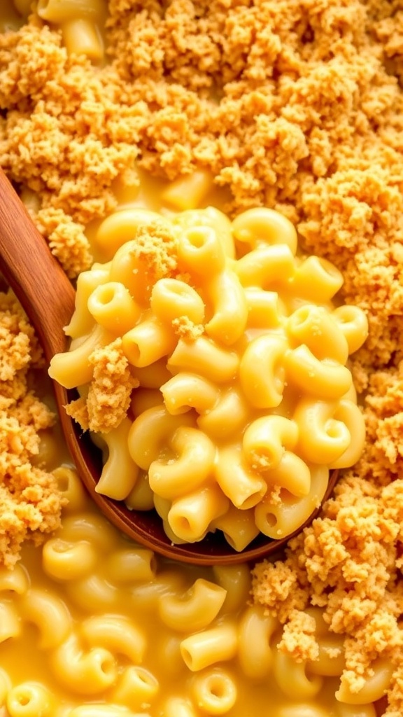 Southern-Style Baked Mac & Cheese Recipe Baked mac and cheese with a crispy topping, served in a rustic dish.