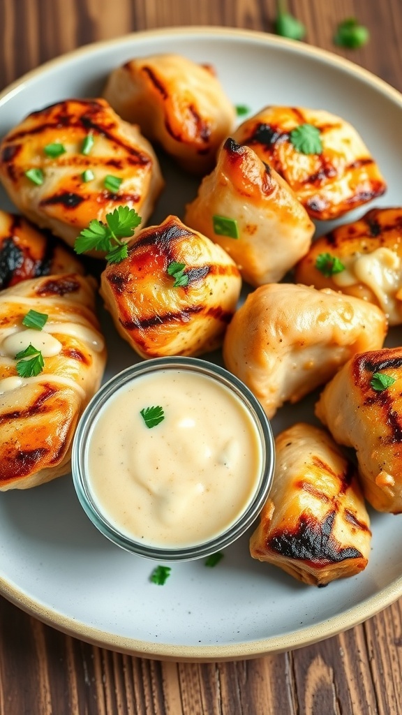 Grilled Chicken Bites with Garlic Sauce