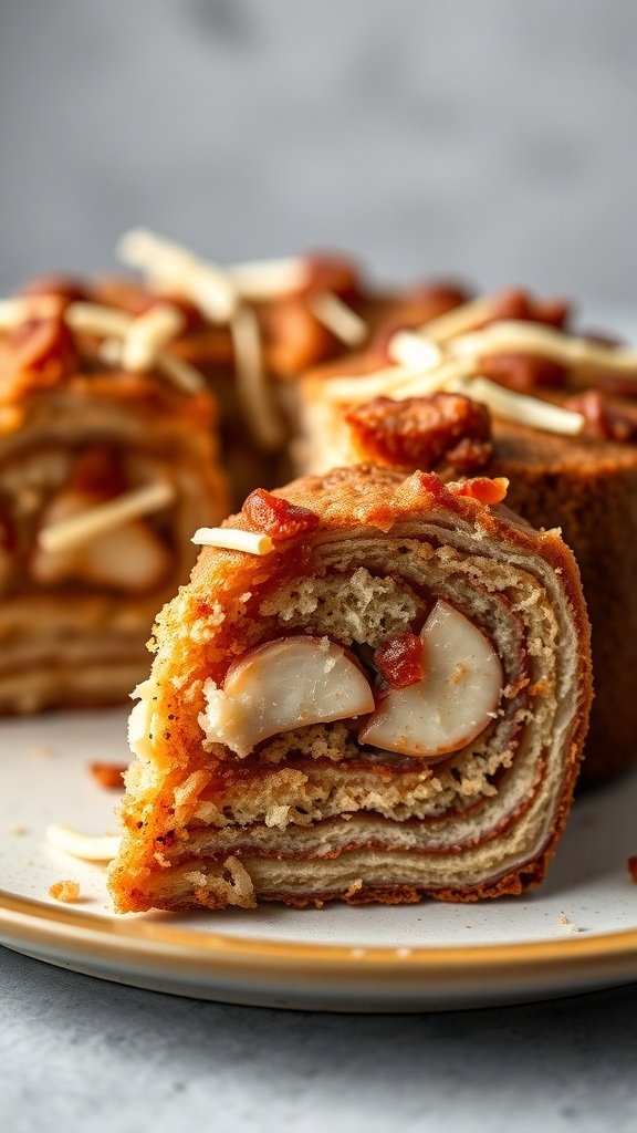 Oven-baked kulolo, a taro-coconut pudding cake, sliced and presented on a plate.