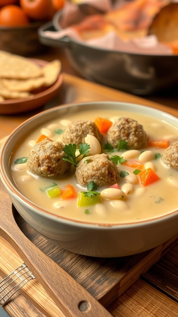 White Bean Soup with Meatballs