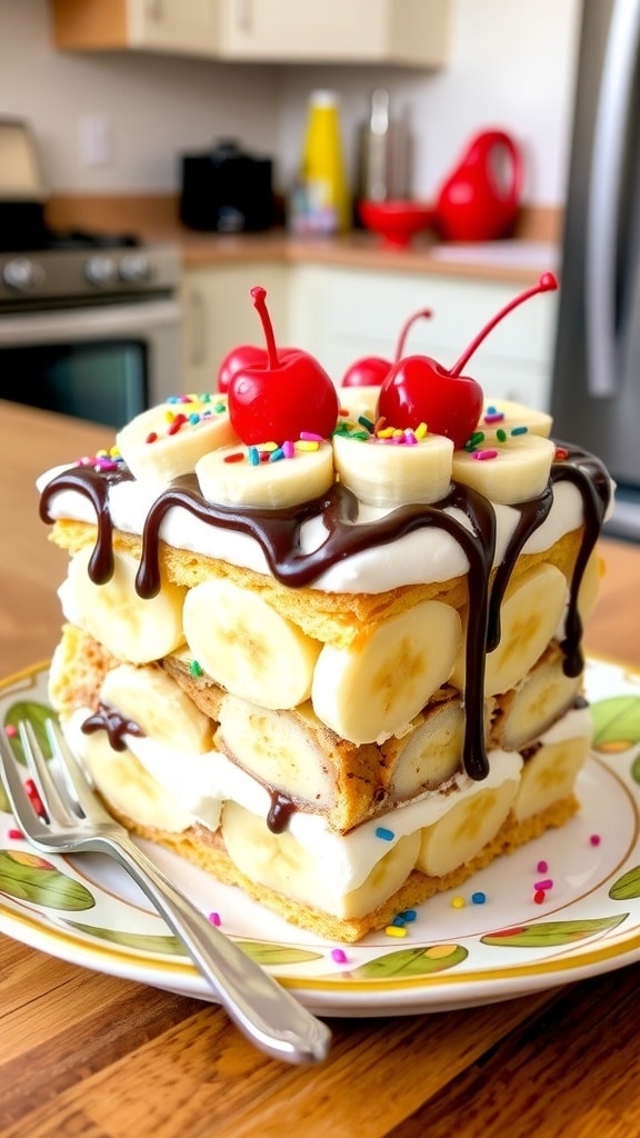 No-Bake Banana Split Cake