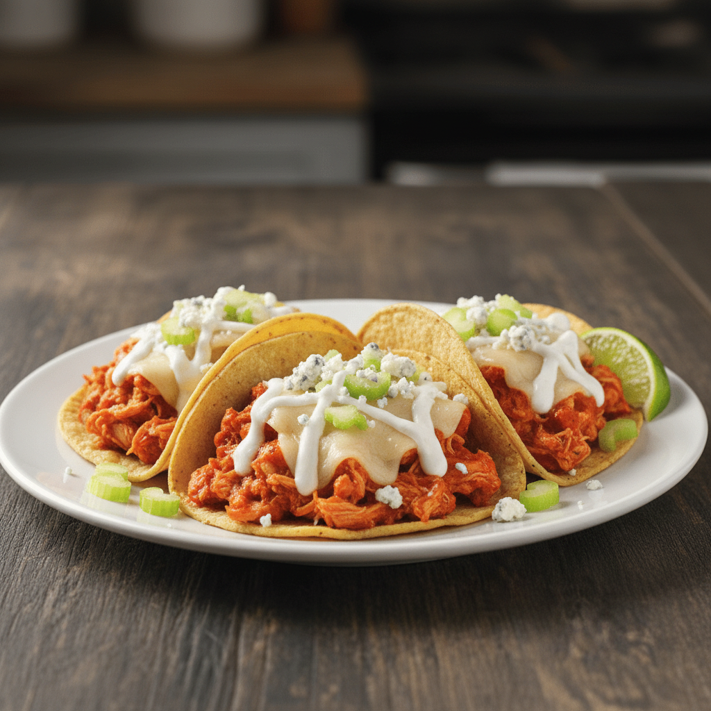 Smashed Buffalo Chicken Tacos